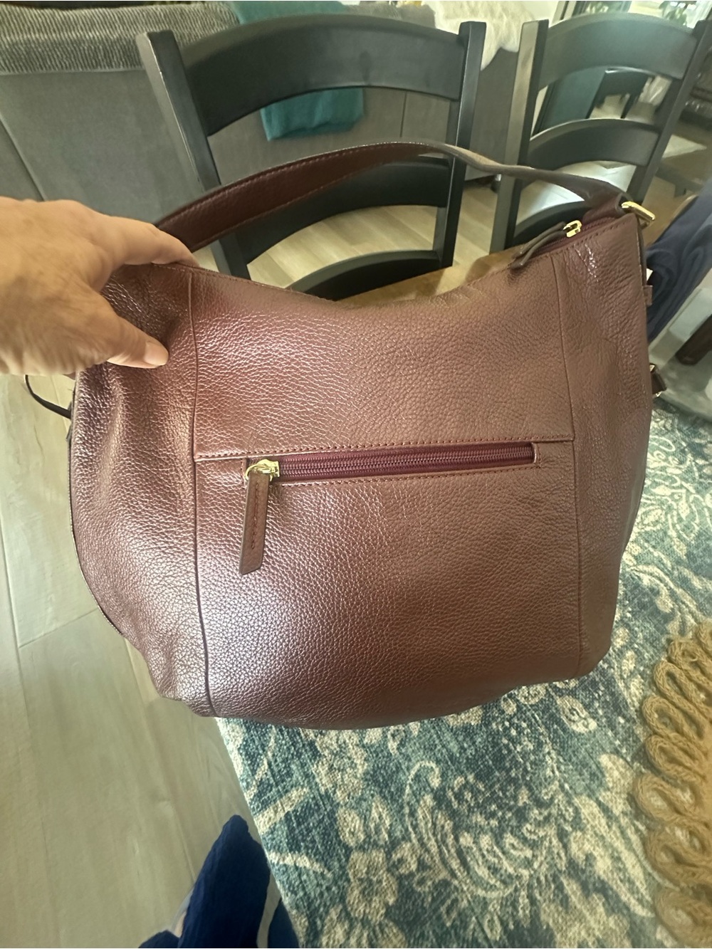 Tignanello Pebbled Leather Hobo in Burgundy